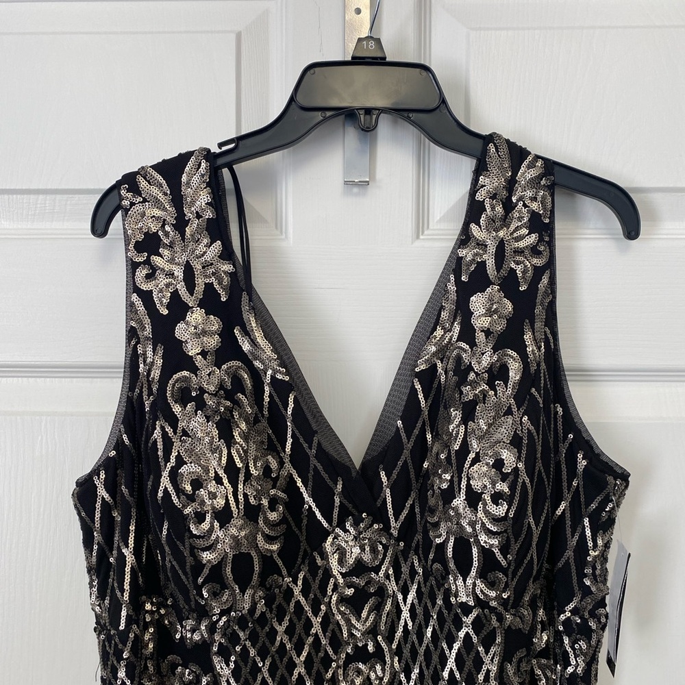 Gold Sequin Black Evening Gown - Picture 6 of 13